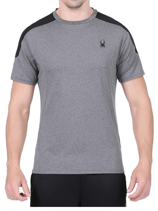 Spyder Other - Spyder Active Gray Short-Sleeve Athletic Tee with Black Shoulder Panels